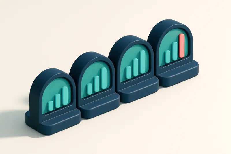 a row of four gauges showing signal strength