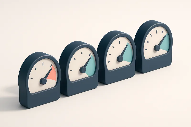 a row of four gauges, each representing bounce rate, deliverability, sender reputation, and engagement
