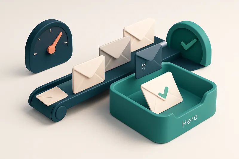 Hero: an isometric inbox tray with envelopes labeled 'valid,' 'catch-all,' 'invalid,' and 'risky' being sorted by a digi
