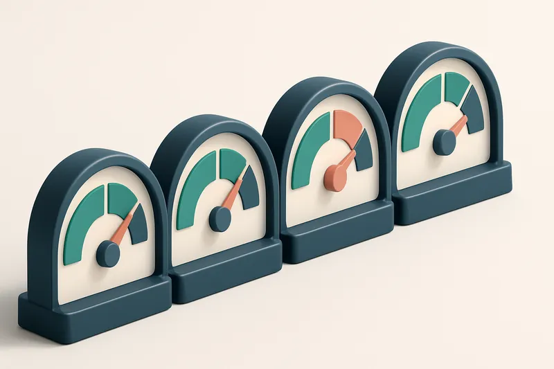 a row of four gauges showing delivery health, bounce rate, and domain reputation