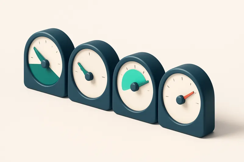 a row of four gauges indicating delivery success, bounce rate, domain health, and reputation