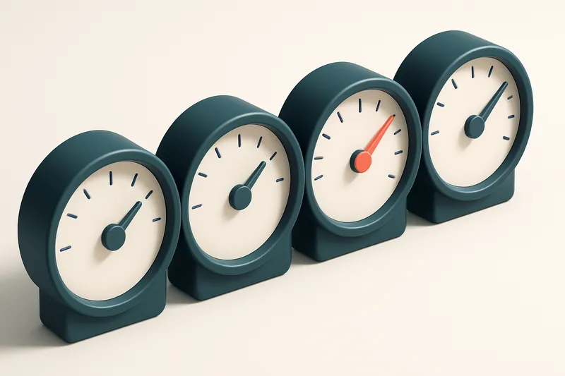 a row of four gauges with different readings