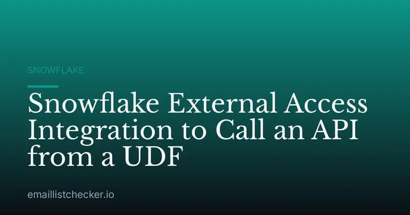 Snowflake External Access Integration to Call an API from a UDF