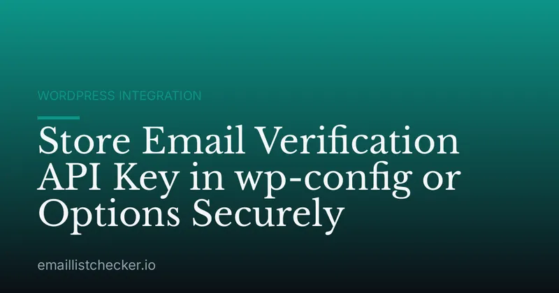 Store Email Verification API Key in wp-config or Options Securely