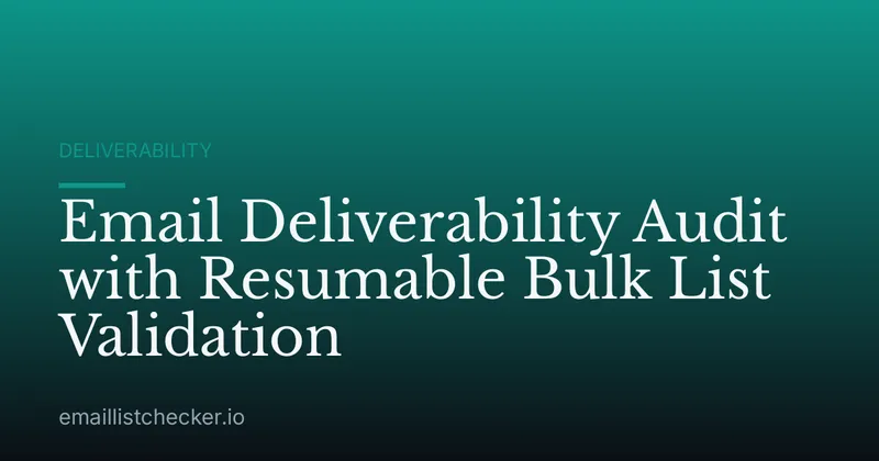 Email Deliverability Audit with Resumable Bulk List Validation