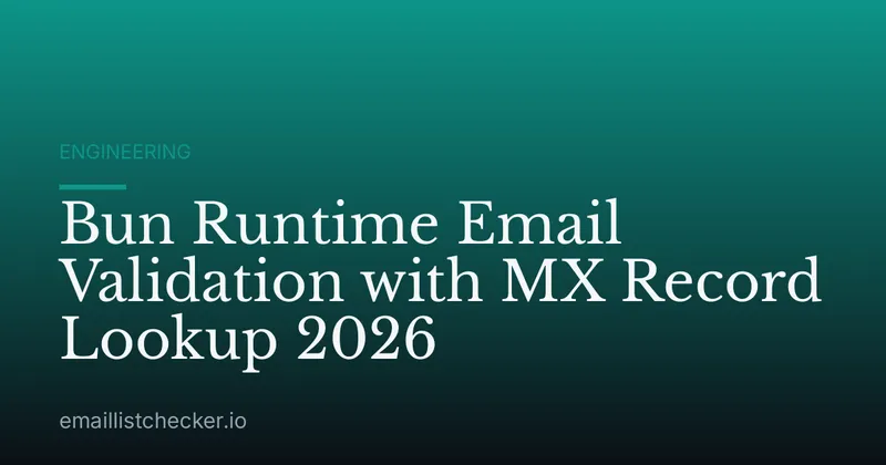 Bun Runtime Email Validation with MX Record Lookup 2026