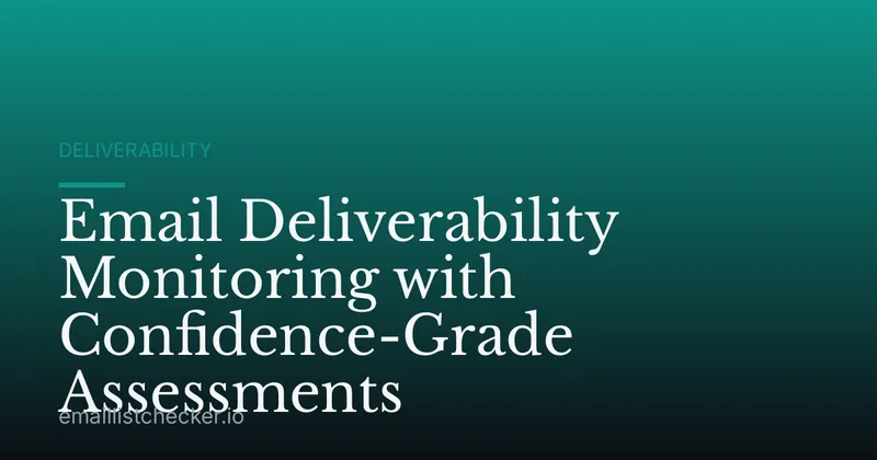 Email Deliverability Monitoring with Confidence-Grade Assessments