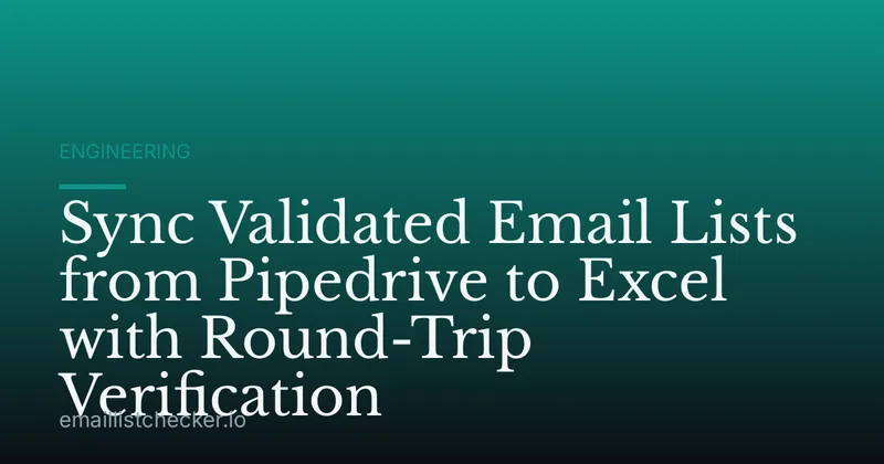 Sync Validated Email Lists from Pipedrive to Excel with Round-Trip Verification