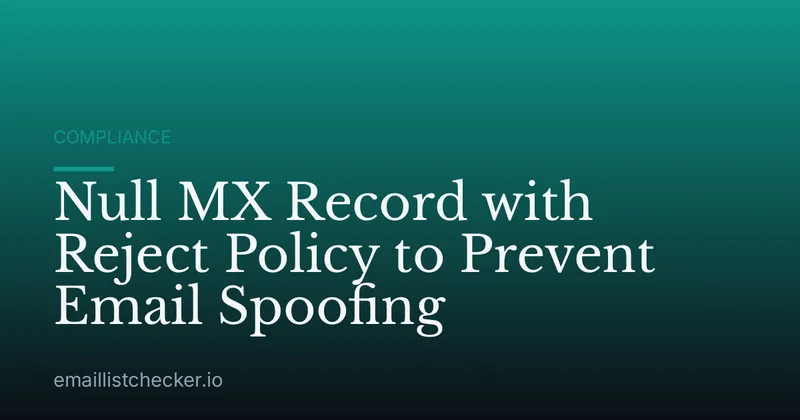 Null MX Record with Reject Policy to Prevent Email Spoofing