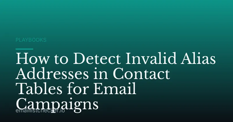 How to Detect Invalid Alias Addresses in Contact Tables for Email Campaigns