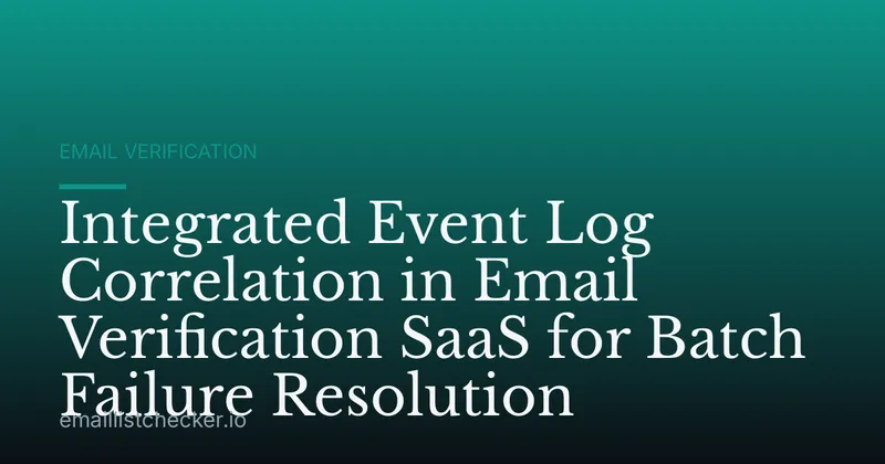 Integrated Event Log Correlation in Email Verification SaaS for Batch Failure Resolution