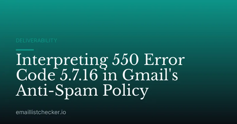 Interpreting 550 Error Code 5.7.16 in Gmail's Anti-Spam Policy