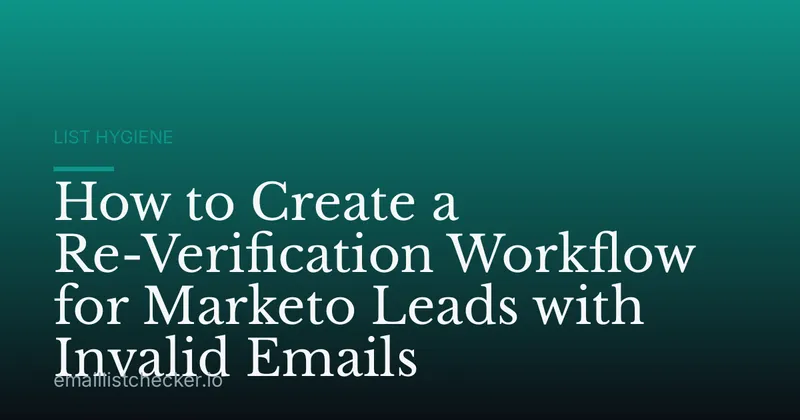 How to Create a Re-Verification Workflow for Marketo Leads with Invalid Emails