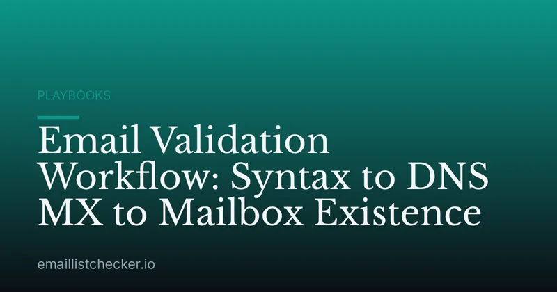 Email Validation Workflow: Syntax to DNS MX to Mailbox Existence
