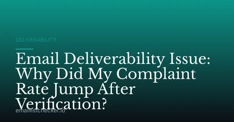 Email Deliverability Issue: Why Did My Complaint Rate Jump After Verification?