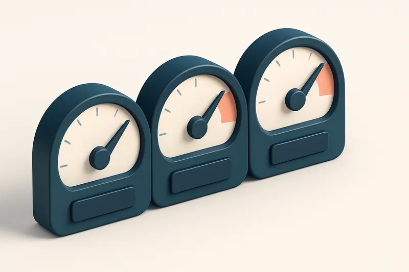 A row of three gauges labeled SPF, DKIM, DMARC, each showing solid readings
