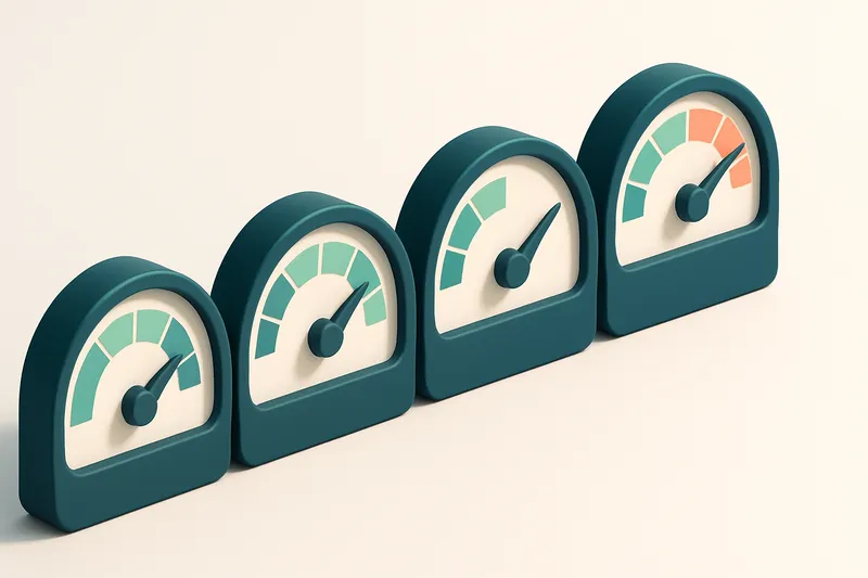 a row of four gauges showing levels of list hygiene, bounce rate, deliverability, and engagement