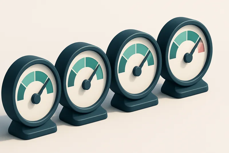 a row of four gauge dials, each showing a different deliverability metric