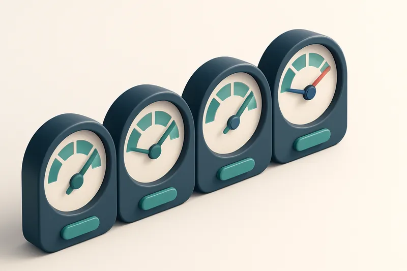 a row of four gauges, each labeled for SPF, DKIM, DMARC, and Header Integrity