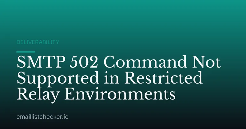 SMTP 502 Command Not Supported in Restricted Relay Environments