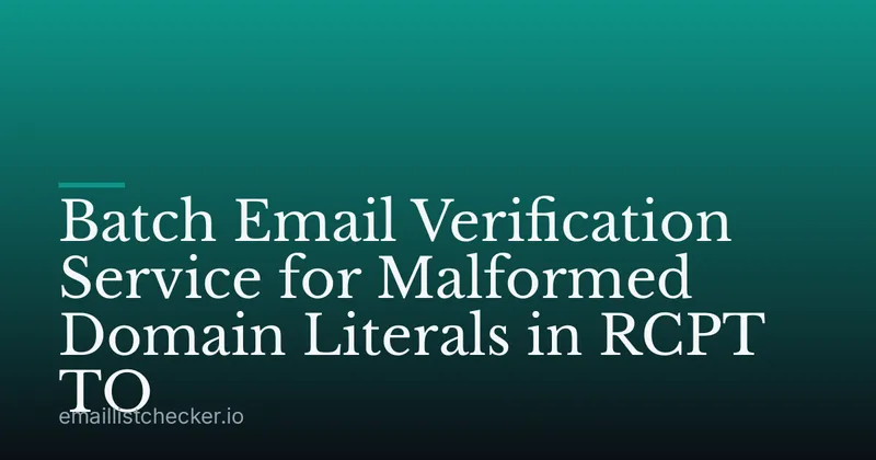 Batch Email Verification Service for Malformed Domain Literals in RCPT TO