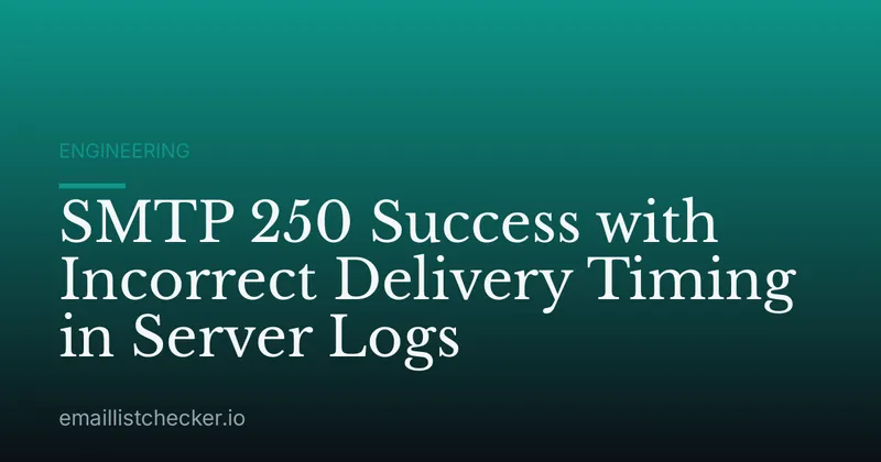 SMTP 250 Success with Incorrect Delivery Timing in Server Logs