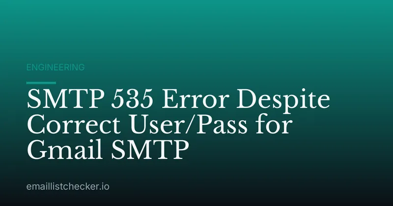 SMTP 535 Error Despite Correct User/Pass for Gmail SMTP
