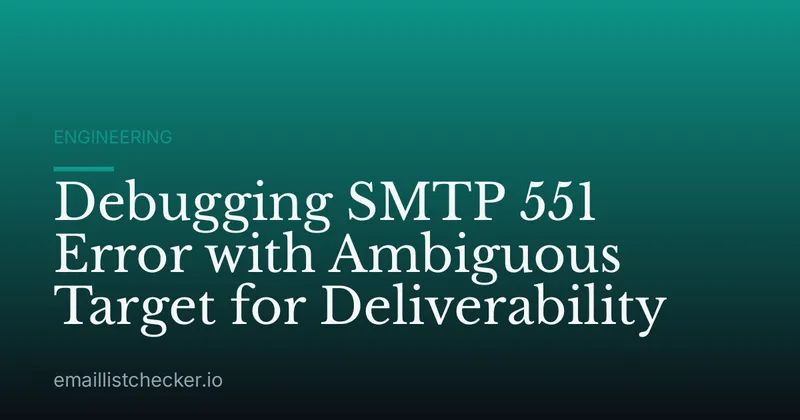 Debugging SMTP 551 Error with Ambiguous Target for Deliverability