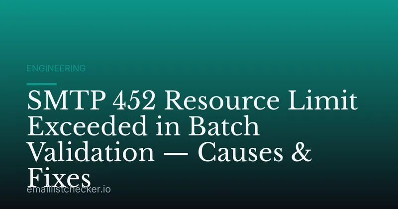 SMTP 452 Resource Limit Exceeded in Batch Validation — Causes & Fixes