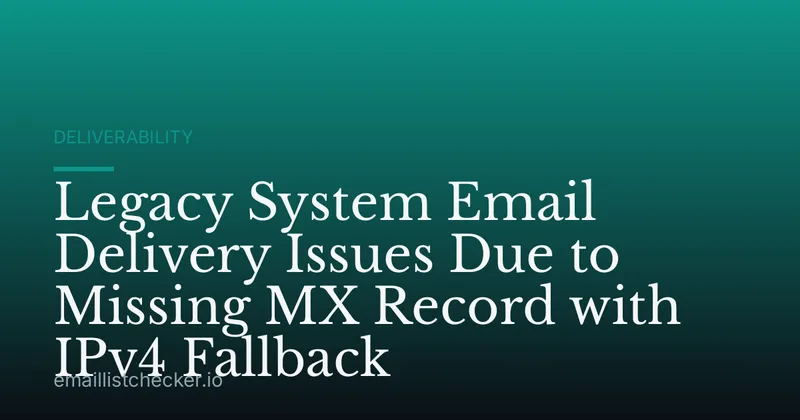 Legacy System Email Delivery Issues Due to Missing MX Record with IPv4 Fallback