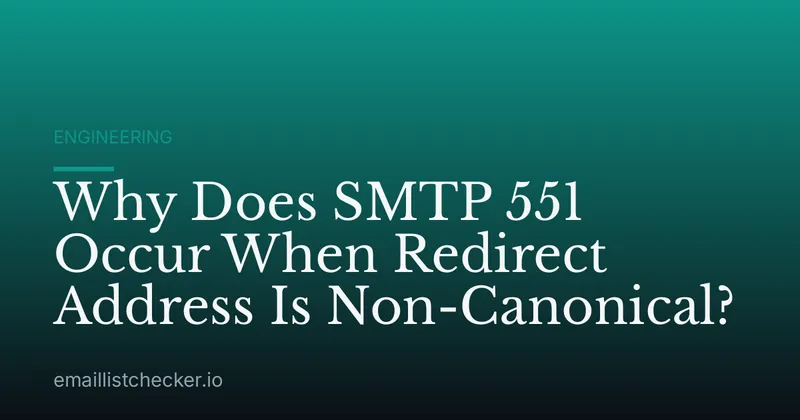 Why Does SMTP 551 Occur When Redirect Address Is Non-Canonical?