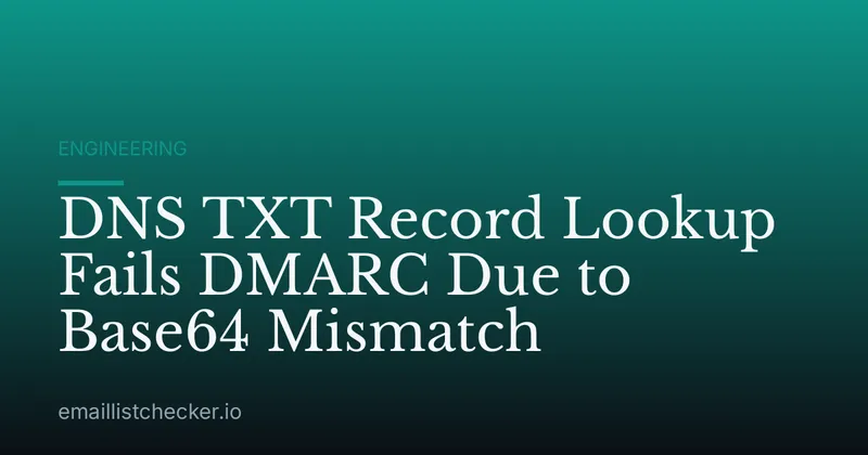 DNS TXT Record Lookup Fails DMARC Due to Base64 Mismatch
