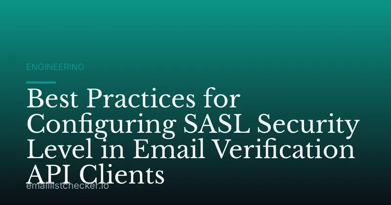 Best Practices for Configuring SASL Security Level in Email Verification API Clients
