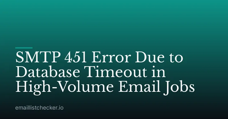 SMTP 451 Error Due to Database Timeout in High-Volume Email Jobs