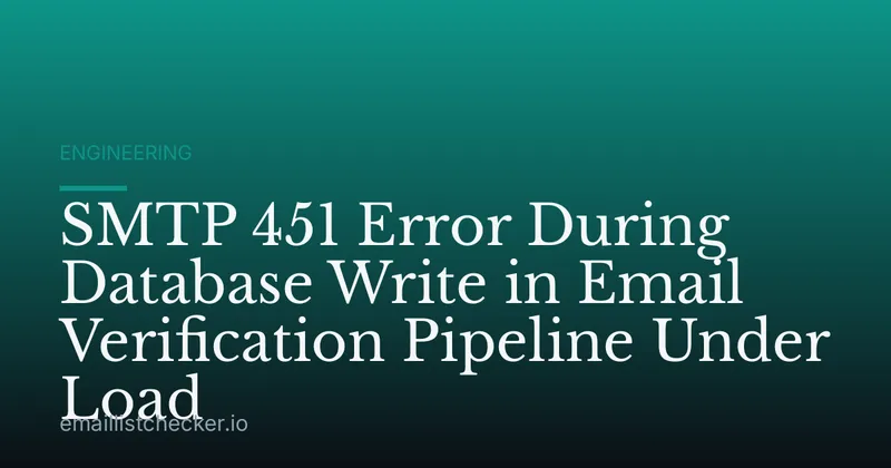 SMTP 451 Error During Database Write in Email Verification Pipeline Under Load