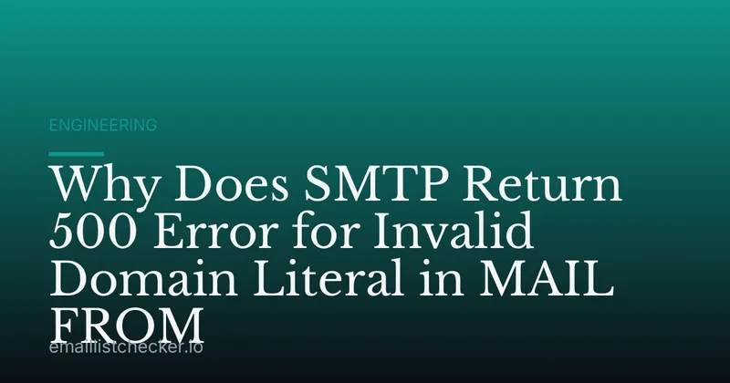 Why Does SMTP Return 500 Error for Invalid Domain Literal in MAIL FROM