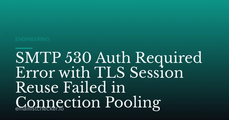 SMTP 530 Auth Required Error with TLS Session Reuse Failed in Connection Pooling