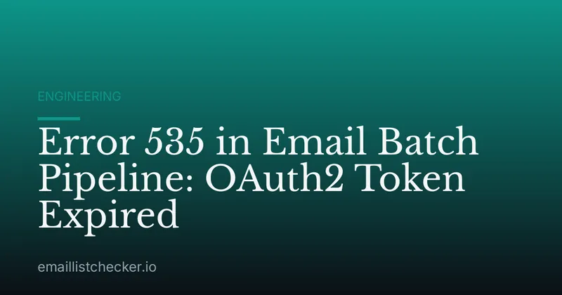 Error 535 in Email Batch Pipeline: OAuth2 Token Expired