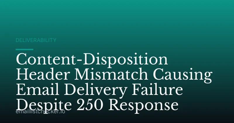 Content-Disposition Header Mismatch Causing Email Delivery Failure Despite 250 Response