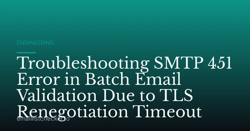 Troubleshooting SMTP 451 Error in Batch Email Validation Due to TLS Renegotiation Timeout