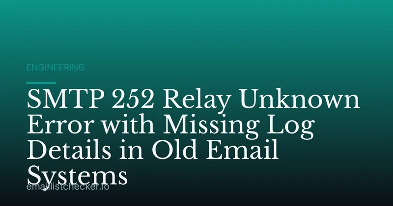 SMTP 252 Relay Unknown Error with Missing Log Details in Old Email Systems