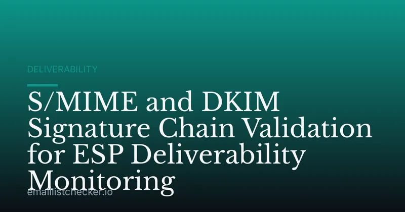 S/MIME and DKIM Signature Chain Validation for ESP Deliverability Monitoring